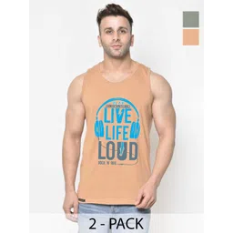 SLOWLORIS Men Pack Of 2 Typography Printed Round Neck Cotton Slim Fit T-Shirts-picture-39