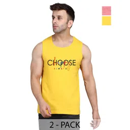 SLOWLORIS Men Pack Of 2 Typography Printed Round Neck Cotton Slim Fit T-Shirts-picture-26