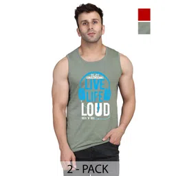 SLOWLORIS Men Pack Of 2 Typography Printed Round Neck Cotton Slim Fit T-Shirts-picture-29