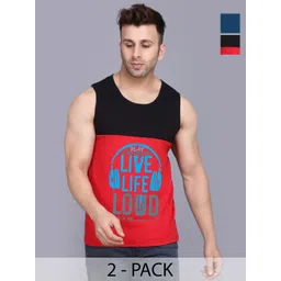 SLOWLORIS Men Pack Of 2 Typography Printed Round Neck Cotton Slim Fit T-Shirts-picture-16