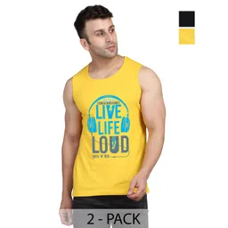 SLOWLORIS Men Pack Of 2 Typography Printed Round Neck Cotton Slim Fit T-Shirts-picture-28