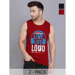 SLOWLORIS Men Pack Of 2 Typography Printed Round Neck Cotton Slim Fit T-Shirts-picture-11