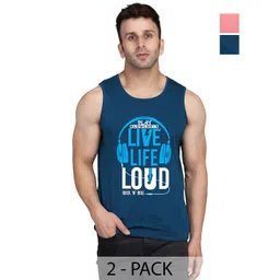 SLOWLORIS Men Pack Of 2 Typography Printed Round Neck Cotton Slim Fit T-Shirts-picture-12