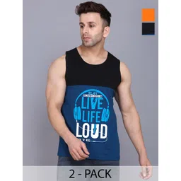 SLOWLORIS Men Pack Of 2 Typography Printed Round Neck Cotton Slim Fit T-Shirts-picture-13