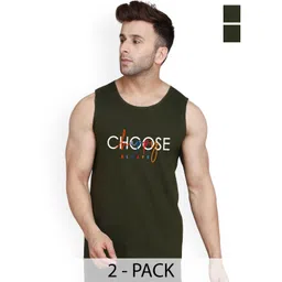 Slowloris Men Pack of 2 Typography Printed Scoop Neck Cotton Innerwear Gym Vests-picture-28