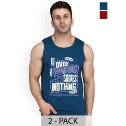 SLOWLORIS Men Set of 2 Printed Sleeveless Cotton Innervest-picture-28