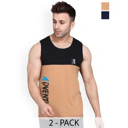 SLOWLORIS Pack Of 2 Printed Combed Cotton Gym Vest VSL26 CMB(ADV BLACKRUST)(KEEP NAVY)-picture-13