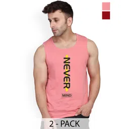 SLOWLORIS Pack Of 2 Printed Combed Cotton Gym Vests-image-45
