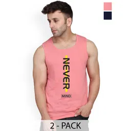 SLOWLORIS Pack Of 2 Printed Combed Cotton Gym Vests-image-46