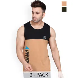 SLOWLORIS Pack Of 2 Printed Combed Cotton Vests VSL26 CMB(ADV BLACKRUST)(LOOK OLIVE)-picture-19