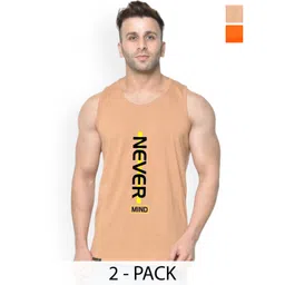 SLOWLORIS Pack Of 2 Printed Cotton Bio-Wash Innerwear Gym Vests-image-14