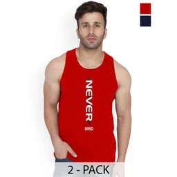 SLOWLORIS Pack Of 2 Printed Cotton Bio-Wash Innerwear Gym Vests-image-12