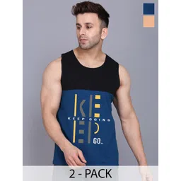 SLOWLORIS Pack Of 2 Printed Cotton Gym Vests-SL26 COMBO (LOUD RUST) (KEEP BLKPCK)-image-26