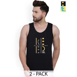 SLOWLORIS Pack Of 2 Printed Cotton Gym Vests-SL26 COMBO (LOUD YELLOW) (KEEP BLACK)-image-30