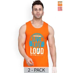 SLOWLORIS Pack Of 2 Printed Cotton  Vests- SL26 COMBO (LOUD ORANGE) (KEEP PEACH)-image-5