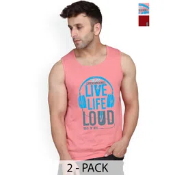 SLOWLORIS Pack Of 2 Printed Cotton Vests - SL26 COMBO (LOUD PEACH) (KEEP MAROON)-image-28