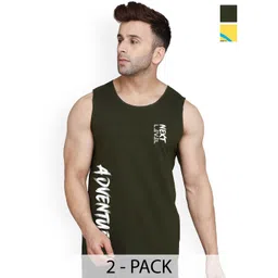 SLOWLORIS Pack Of 2 Printed Cotton  Vests-SL26 COMBO (LOUD YELLOW) (ADV OLIVE)-image-6