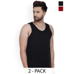 SLOWLORIS Pack Of 2 Round Neck Bio-Wash Cotton Gym Vests-picture-33
