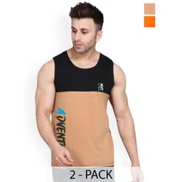 SLOWLORIS Pack Of 2 Typography Printed Combed Cotton Gym Vests-picture-39