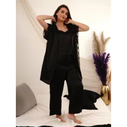 Slumber Jill Black Solid Sleeveless Pyjama Set-picture-43