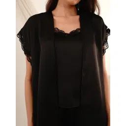 Slumber Jill Black Solid Sleeveless Short Set image 5