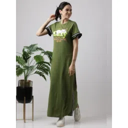 Slumber Jill Green Cotton Printed Regular Nightdress-picture-36