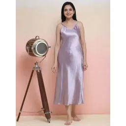 Slumber Jill Lavender Satin Regular Fit Nighties-picture-41