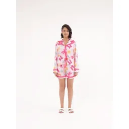 Slumber Jill Light Pink Satin Printed Shorts Set-picture-14