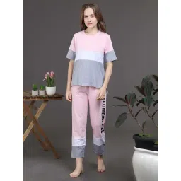 Slumber Jill Pink & Grey Color-Block T-Shirt With Lounge Pants-picture-22