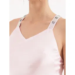 Slumber Jill Pink Satin Solid Nightdress image 5
