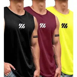 sm shayam creation Pack of 3 Premium Polyester Gym Vest or Gym Sandow Men Vest-picture-12