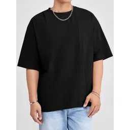 SMAN Men Solid Round Neck Cotton Oversized T-shirt-picture-13