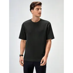 SMAN Men Solid Round Neck Cotton Oversized T-shirt-picture-10