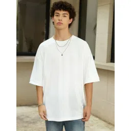 SMAN Men Solid Round Neck Cotton Oversized T-shirt-picture-18