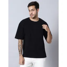 SMAN Men Solid Round Neck Cotton Oversized T-shirt-picture-30