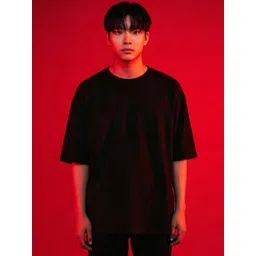 SMAN Men Solid Round Neck Cotton Oversized T-shirt-picture-40