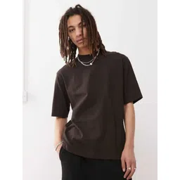 SMAN Men Solid Round Neck Cotton Oversized T-shirt-picture-13