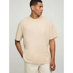 SMAN Men Solid Round Neck Cotton Oversized T-shirt-picture-14