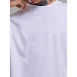 SMAN Men Solid Round Neck Cotton Oversized T-shirt image 5