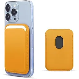 Smart Phone Card Holder Pocket for Back of Phone,Stretchy Lycra Stick on Wallet Credit Card ID Case Pouch Sleeve 3M Adhesive Sticker with Flap for iPhone or Samsung (Yellow - Magsafe)-image-27