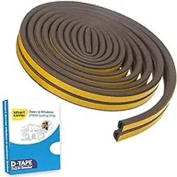 Smart Saver D Shaped (Brown) Self-Adhesive Epdm Doors and Windows Foam Seal Strip Rubber Weatherstrip 5 Meter (2 X 2.5 M = 5 Meter) - Pack of 3-image-1