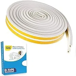 Smart Saver D Shaped (White) Self-Adhesive Epdm Doors and Windows Foam Seal Strip Rubber Weatherstrip 5 Meter (2 X 2.5 M = 5 Meter)-Pack of 5-image-3