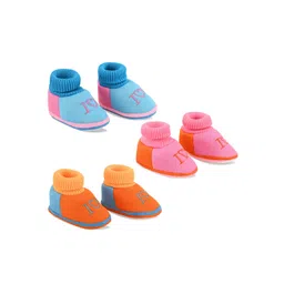 Smartots Infants Pack Of 3 Colourblocked Pure Cotton Booties-picture-28