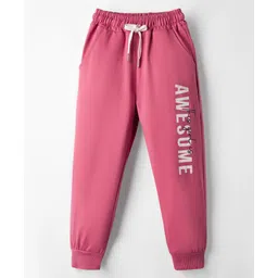 Smarty Girls Looper Knit Full Length Lounge Pant With Text Print - Pink-picture-15