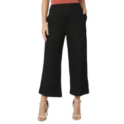 Smarty Pants Black Cotton Lycra Flared Fit High Rise Trousers-picture-39