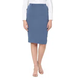 Smarty Pants Blue Cotton Above Knee Skirt-picture-34