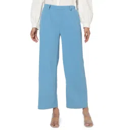 Smarty Pants Blue Cotton Lycra Flared Fit Mid Rise Trousers-picture-19