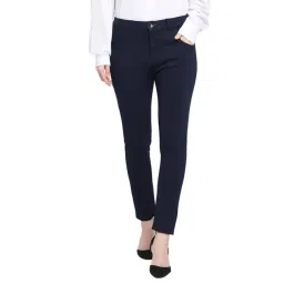 Smarty Pants Blue Cotton Lycra Slim Fit High Rise Trousers-picture-26