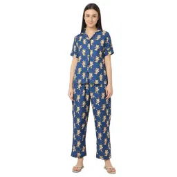 Smarty Pants Blue Printed Shirt With Lounge Pants-picture-42