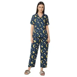 Smarty Pants Blue Printed Shirt With Lounge Pants-picture-36